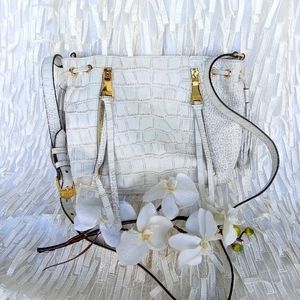 Elegant White Croc-Embossed Handbag